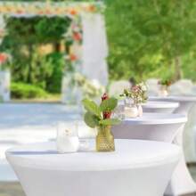 2pcs Table Cover Set, High Elasticity Quality Polyester Fabric, Easy To Clean & Machine Washable, Wrinkle Resistant, Fashionable & Elegant, Suitable For Party, Bar, Banquet, Indoor/Outdoor, Holiday