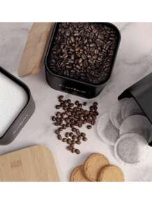 3/1 件装锻铁罐，带竹盖，密封厨房储物容器，用于咖啡、糖、茶 - 方形马口铁密封罐，用于整理和食品储藏室展示、厨房储物、食品储藏、房间装饰，适用于厨房、餐厅、派对、露营、聚会、送给朋友、家人的礼物、返校用品 - 黑色 - 查看 5