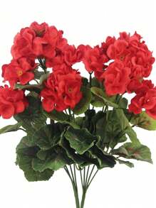 1/4 件人造天竺葵户外丝绸花人造天竺葵灌木仿真花天竺葵花卉家居装饰室内花园露台墓地墓园花瓶桌面摆件 - 紅色 - 查看 8