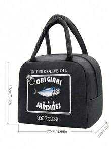 1 件沙丁鱼印花牛津布便当午餐袋、保温午餐袋、便携式午餐袋 - 彩色 - 查看 5