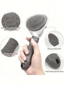 1 Stück Selbstreinigende Slicker Bürste - Mühelos Fellpflege & Fellwechsel Kontrolle für Hunde, Katzen & Kaninchen - Belebende Massagebürste, ideal für Tiere mit langem oder kurzem Fell