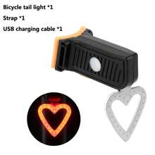 1pc USB Rechargeable Heart-Shaped COB Bike Tail Light, Creative High Brightness Cycling Warning Lamp For Mountain Bike - Multicolor - View 9