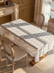 1 块白色蕾丝桌布，浪漫风格适合节日、聚会、宴会、餐厅、婚礼、家庭餐桌装饰