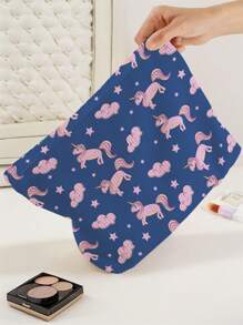 1 sztuka, śliczna kosmetyczka w kształcie jednorożca, duża kosmetyczka, wielofunkcyjna kosmetyczka z zamkiem błyskawicznym, kosmetyczka podróżna, kosmetyczka, prezent, przyjaciółka, dziewczyna, studentka, przechowywanie i przechowywanie biżuterii, wakacje/podróż