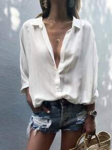 Women's Casual Loose & Flattering Blouse, Versatile For Work Commute - White - View 1