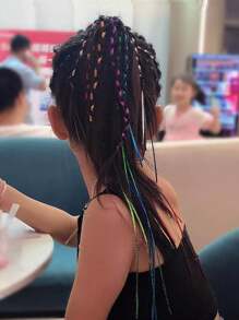 24件/套彩色绳结发饰，适合女孩，可打造多种编发造型，时尚闪亮发圈 - 彩色 - 查看 5
