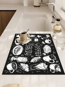 1 pièce, Tapis de drainage en boue de diatomée pour machine à café, tapis de drainage en caoutchouc souple, tapis à séchage absorbant super anti-dérapant et résistant à l'usure pour vaisselle, dessous de plat pour comptoir de cuisine, table à manger, décoration de table de cour, fournitures de cuisine domestique