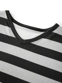 Women's Summer Casual Striped Tops Short Sleeve Round Neck Loose Fit Streetwear T-Shirt