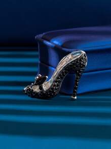 1pc Rhinestone Embellished High Heel Shoe Design Brooch Pin, Women Fashion Minimalist Luxury Accessory - Multicolor - View 7