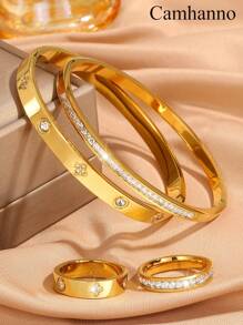 4 pièces d'accessoires de couple de luxe en acier inoxydable exquis personnalisés, convenant pour diverses occasions telles que la vie quotidienne, les voyages, les mariages, les fêtes. Accessoires polyvalents et indélébiles