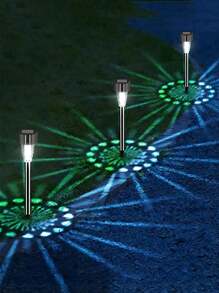 12/10/5Pcs T55 Solar-Powered Stainless Steel Lawn Lights, Outdoor Waterproof LED Ground Lights, Garden Atmosphere Decorative Landscape Lights, Suitable For Halloween Thanksgiving Home Decor Yard Path Decor, Party Decorative Lights, Festival Path Lighting, Family Gathering Events, Travel Camping