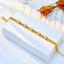 Fashionable European And American Cross-Border New Arrival White 3D Heart Chain Titanium Steel Jewelry Accessories Versatile Quality Bracelet - Gold - View 3