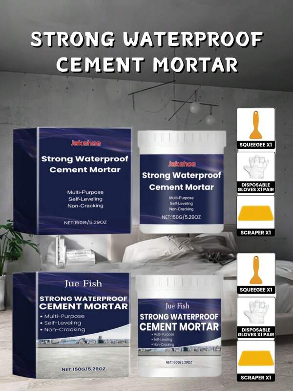 Cemento-malta impermeabile, cemento-malta da riparazione domestica per pareti e pavimenti, malta cementizia impermeabile per scarichi