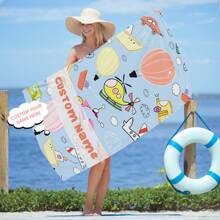 1pc Helicopter Printed Beach Towel, Customized Name, Super Soft Microfiber, Multipurpose Towel, Machine Washable, Highly Absorbent, Great For Travel, Camping, Beach, Swimming Pool, Perfect Gift Summer,Holiday