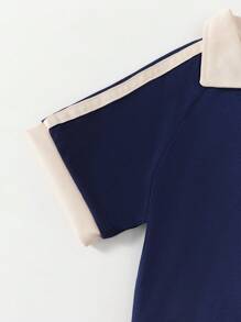 Conjunto deportivo informal de niño con camiseta de manga corta y pantalón corto, para primavera/verano - azul real - Ver 4