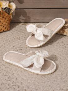 2025 New Boho Chic Soft-Sole Bowknot Slippers, Non-Slip For Indoor/Outdoor Wear - White - View 7