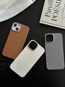 Funda de teléfono de lujo con textura de lichi de tacto suave, combinación de 3 colores para todas las estaciones, gris, marrón y beige, compatible con iPhone/Galaxy - Multicolor - Ver 8