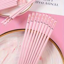 1/5 Pairs Cherry-Color Fiberglass Reusable Dishwasher Safe Chopsticks, Suitable For Home, Restaurant, Travel, Outdoor Party, Christmas, Valentine's Day Gifts