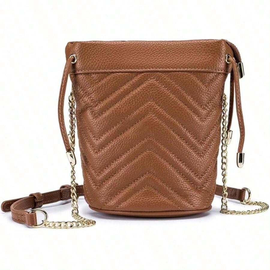 Women's Leather Shoulder Bag, Bucket Bag, Large Capacity