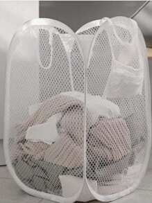 1 件黑白可折叠洗衣篮，带手柄和侧袋，大容量弹出式洗衣篮