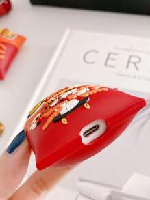 Fashionable Funny Leopard & French Fries Bluetooth Earphone Case - Multicolor - Ver 3