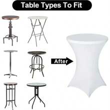 2pcs Table Cover Set, High Elasticity Quality Polyester Fabric, Easy To Clean & Machine Washable, Wrinkle Resistant, Fashionable & Elegant, Suitable For Party, Bar, Banquet, Indoor/Outdoor, Holiday