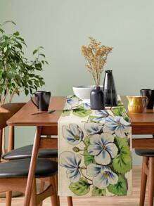 Hand-Painted Floral Decoration Pattern Linen Table Runner, Suitable For Daily Kitchen, Dining Room, Tabletop Decoration, Cabinet Cover - Multicolor - View 10