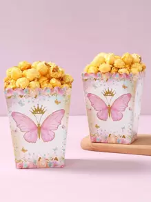 10/20 件粉色蝴蝶风格冰淇淋纸碗，厨房用品一次性小碗食品托盘，冰淇淋杯炸薯条盒，爆米花桶零食盒蝴蝶生日装饰婚礼装饰派对装饰西餐厅自助餐家居装饰容器 - 粉紅色蝴蝶 - 查看 2