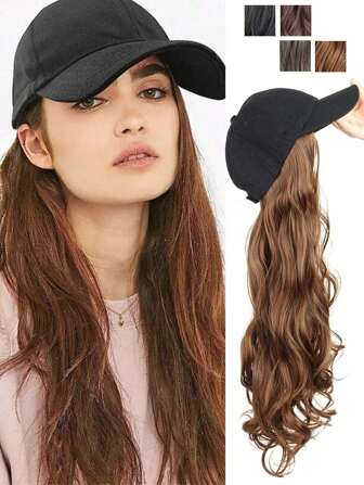 22inch Loose Curly Baseball Cap Wig, High Temperature Synthetic Fiber Adjustable Women Synthetic Wig, Suitable For Ladies
