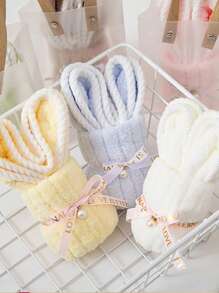 6 piezas/Set, Tamaño: 15 cm x 8 cm (Tamaño desplegado: 50 cm x 25 cm). Toallas suaves con lindo diseño de conejo en colores de caramelo, adecuadas como regalo de boda, Día de la Madre, Día del Padre, cumpleaños, graduación, Acción de Gracias, Navidad y para uso diario en el hogar. - Multicolor - Ver 4