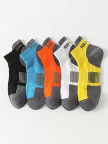 1 Pair/5 Pairs Men's Comfortable Casual Letter Striped Athletic Ankle Socks