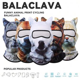 Fabulous Be Xtreme Four Seasons Sun Protection Cycling Balaclava Seaside Play Animal Print Mask 3D Cat Digital Print Running Biking Head Mask Party Mask