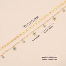 Freegrow 1pc Devil's Eye & Star Stainless Steel Double Layer Necklace, Suitable For Women Daily Wear - Gold - View 2