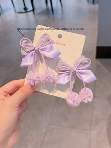 2 piezas Elegantes Pinzas de Pelo con Moño - Morado - Ver 3