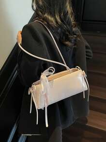 粉色 PU 材质蕾丝领带蝴蝶结装饰浪漫韩版女童芭蕾风格保龄球包简约时尚女士手提包 Y2K 甜美酷辣妹风格女士单肩包侧面 PU 蝴蝶结装饰拉链开合内侧可放手机卡包等适合外出度假日常旅游购物主题派对聚会等用途 - 粉色 - 查看 3