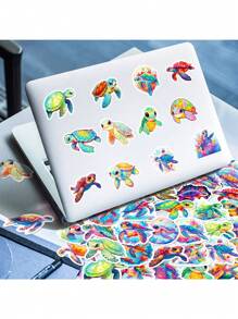 50Pcs Sea Turtle Stickers, Cute Graffiti Stickers For Decorating Mobile Phones Laptop Suitcases Notebooks Skateboards Suitcases Bicycles Motorcycles Skis, Vinyl Waterproof Sticker Pack For Kids Teens Adults, Easter Decoration - Multicolor - View 9