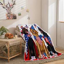 St. Patrick's Day Blankets For Kids, Funny Highland Cow Throw Blanket, Shamrock Irish Trust In The Lord Flower Plant Leaves Blessing Blanket, Warm Cozy Living Rooms Travel Camping Throw Blanket 30"X40" - Dog - View 2