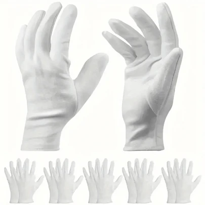 14/28 pares de guantes blancos, guantes de tela grandes para mujeres para manos secas, servir, limpieza de archivos, monedas, joyas, disfraces y inspección