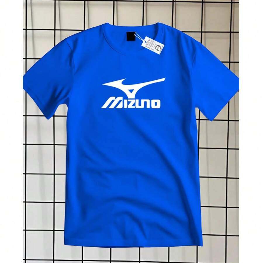 T-SHIRT 100% COTTON SHIRT PRINT MIZZU TENNIS TOP - 寶藍色 - 查看 1