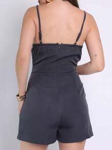 Women's Tailored Jumpsuit Shorts - Màu xám đen - Xem 3