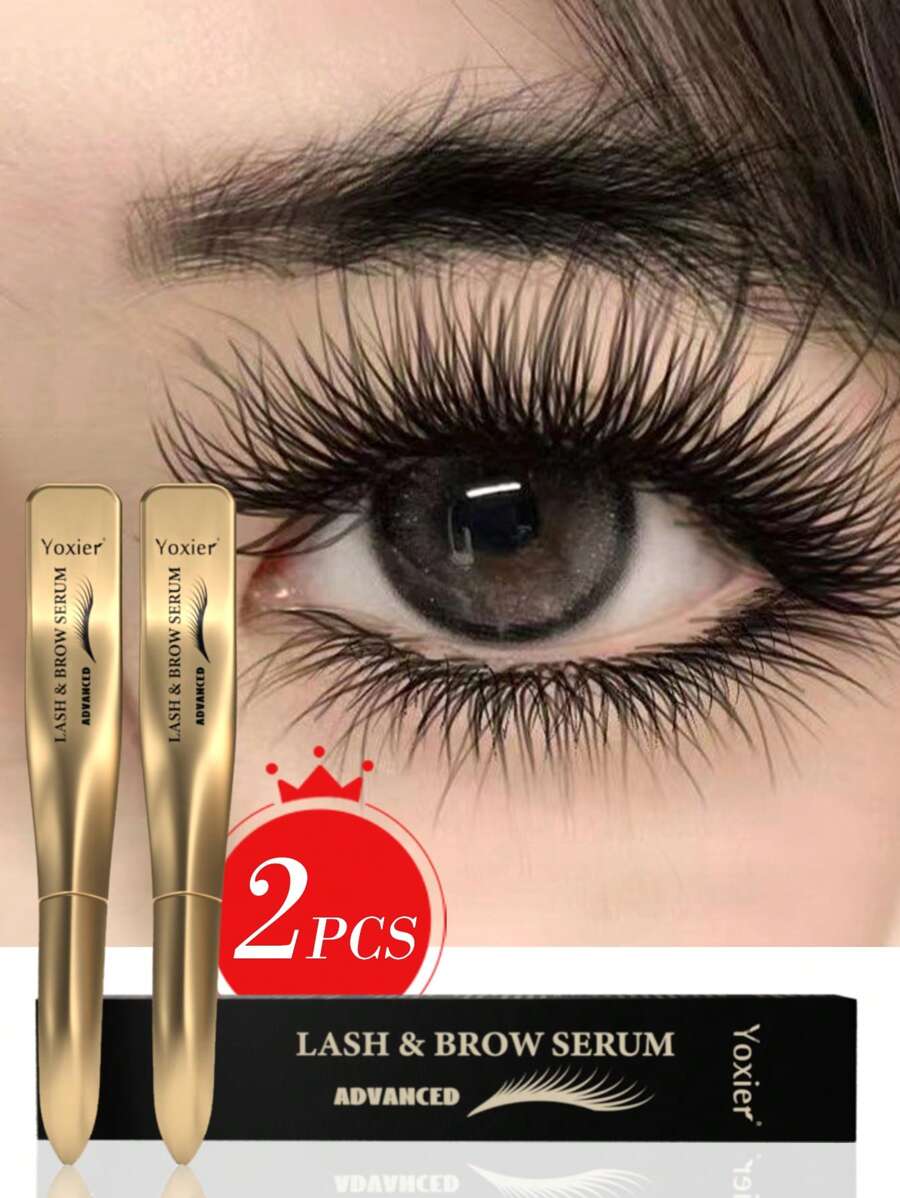 2PCS Natural Eyelash And Eyebrow Nourishing Serum, Natural Ingredients For Longer, Fuller, Healthier Lashes And Brows, Gentle Moisturizing For Lashes & Eyebrow, With Slender And Curling Effect, Eyelashes Eye Cosmetics Mascara