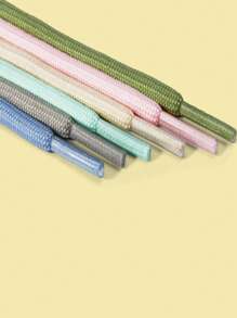 扁平鞋带，适用于厚底运动鞋、运动和休闲鞋，彩色白色圆形鞋带，男女通用