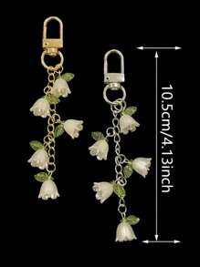 1 件女士优雅百合花钥匙扣串珠百合花吊坠清新简约饰品，适用于包包、背包和汽车钥匙 - 彩色 - 查看 5