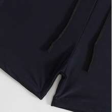 2025 European And American Style Men's Beach Swim Trunks With Drawstring Waist - Navy Blue - View 5