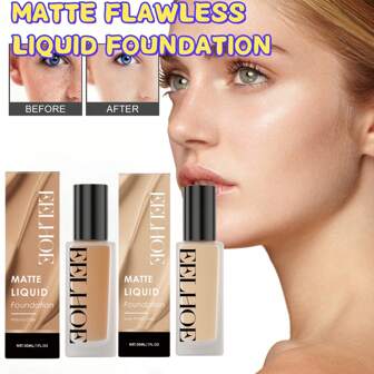 哑光无瑕粉底液，轻松打造自然肤色，遮瑕滋养，持久不脱皮