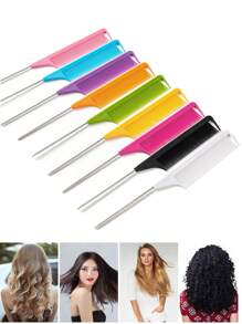 3 pièces Peigne professionnel à queue pointue, peigne à queue de rat en acier inoxydable anti-statique, peignes pour tresses, peignes à dents fines, peignes à queue pour mèches, peignes multifonctionnels pour cheveux normaux - couleur bonbon attrayante, peignes à cheveux parfaits pour les salons de coiffure et un usage domestique