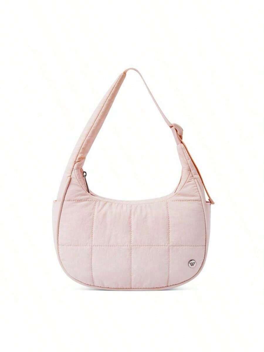 WOVTATOO Small Puffer Crescent Crossbody Bag - Quilted Nylon, Lightweight, Adjustable Strap, Black - View #10