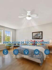 Ventilador De Techo Con Luz Led + Mando A Distancia 42 Cm - Tipo de Enchufe A USA (110-127V) - Ver 6