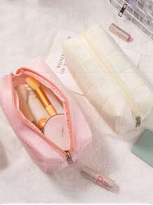 1pc Personalized INS Velvet Cosmetic Bag, Custom Embroidered Ditsy Floral Storage Pouch, Portable Travel Toiletry Organizer, Large Capacity Vanity Bag, Embroidered Beauty Bag, Gifts For Bridesmaids, Mom, Birthday, Friends, Teachers, Christmas/Holiday, Ladies, Anniversary