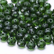 Hạt thủy tinh tròn dẹt dùng làm đồ trang sức 8mm/6mm/4mm (60/80/115 hạt) Hạt thủ công DIY rời có thể tái sử dụng, Phụ kiện thủ công màu xanh lam-xanh lục bóng - màu xanh lá - Xem 7
